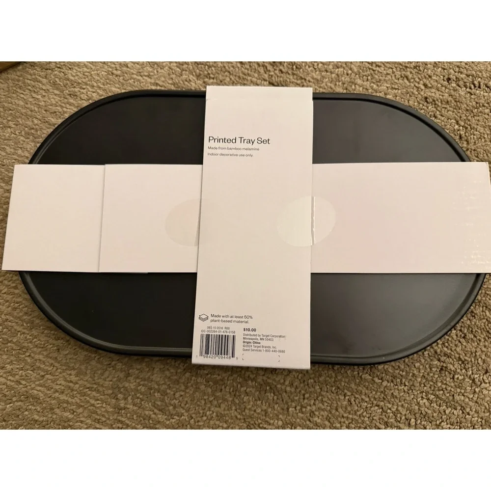 Printed Melamine Tray Set Black Multicolor Room Essentials NEW 3pk 8-13
